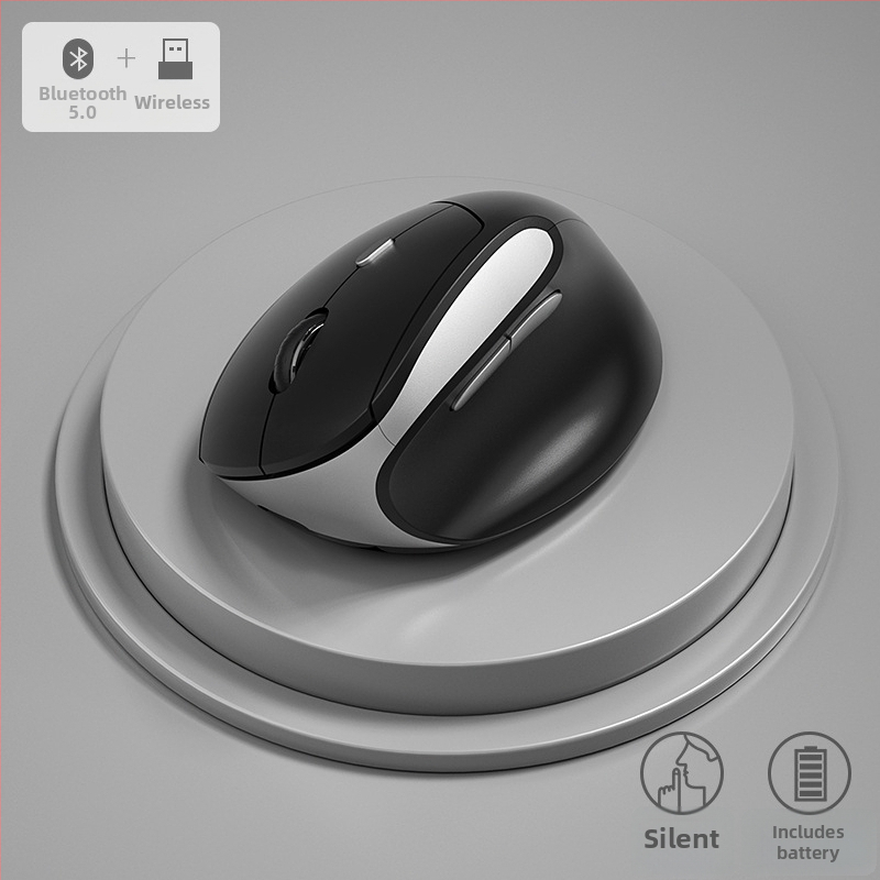 BOW ergonomická vertikálna mini myš, dvojmódové bezdrôtové pripojenie (2.4G + Bluetooth), DPI 800/1200/1600, USB rozhranie, dosah 10 m