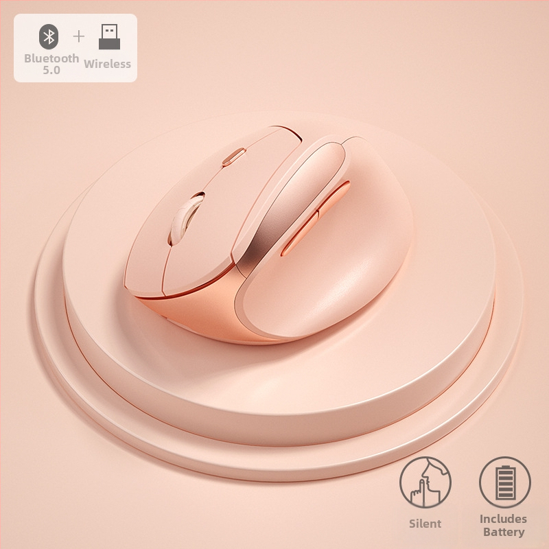 BOW ergonomická vertikálna mini myš, dvojmódové bezdrôtové pripojenie (2.4G + Bluetooth), DPI 800/1200/1600, USB rozhranie, dosah 10 m