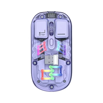 Bluetooth оптична мишка с индикатор за захранване, 1600dpi, 4 бутона, безжична 2,4GHz за игри и офис