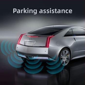 LED atpakaļgaitas radars automašīnai, Crescent Radar modelis, 4 sensori, detekcijas diapazons 2,5 m, 12V barošana, 10 cm LED displejs