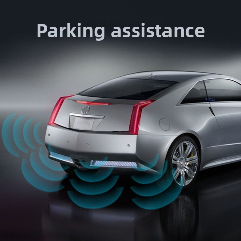 LED atpakaļgaitas radars automašīnai, Crescent Radar modelis, 4 sensori, detekcijas diapazons 2,5 m, 12V barošana, 10 cm LED displejs