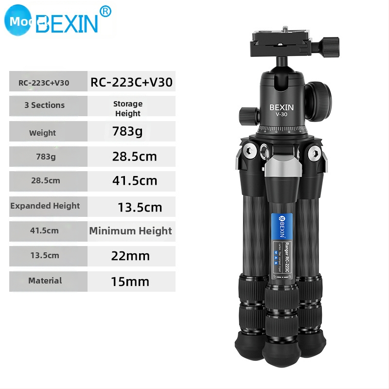 Stativ z karbónových vlákien s guľovou hlavou, 3-dielna konštrukcia, nosnosť 2–5 kg, platňa s rýchlym uvoľnením