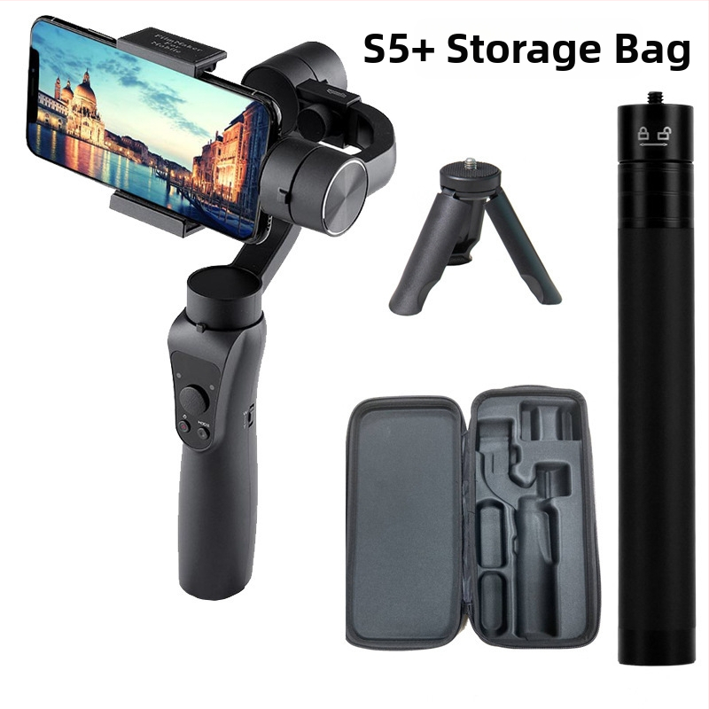 S5 trīsass stabilizators viedtālrunim, rokas uzstādīšana, piemērots viedtālruņiem līdz 6,5 collām, horizontālā rotācijas leņķis 330°, rotācijas ierobežojums 160°, svars 700 g