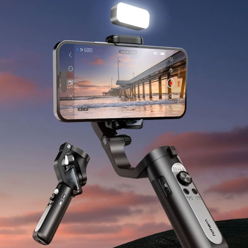 Stabilizator pentru telefon cu trei axe – Gimbal pentru vlog, mișcare orizontală 320°, mișcare verticală 90°, greutate 259 g, carcasă ABS