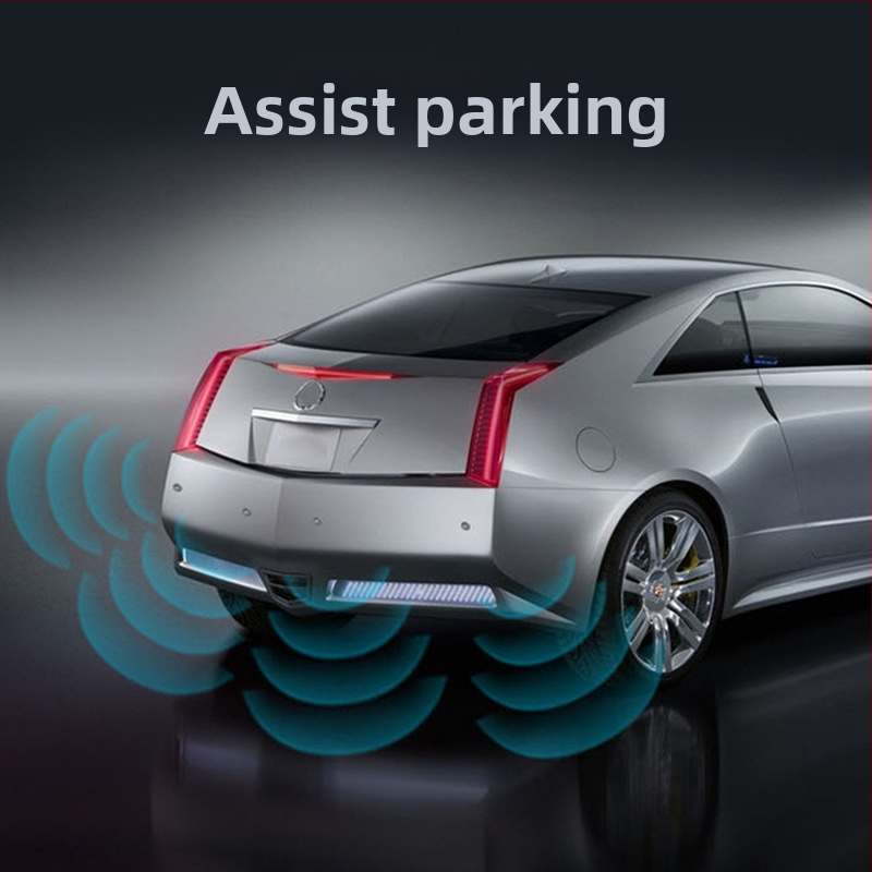 Balss atpakaļgaitas radars ar LED displeju polmesiaca formā, 4 ultraskaņas sensori, 12V