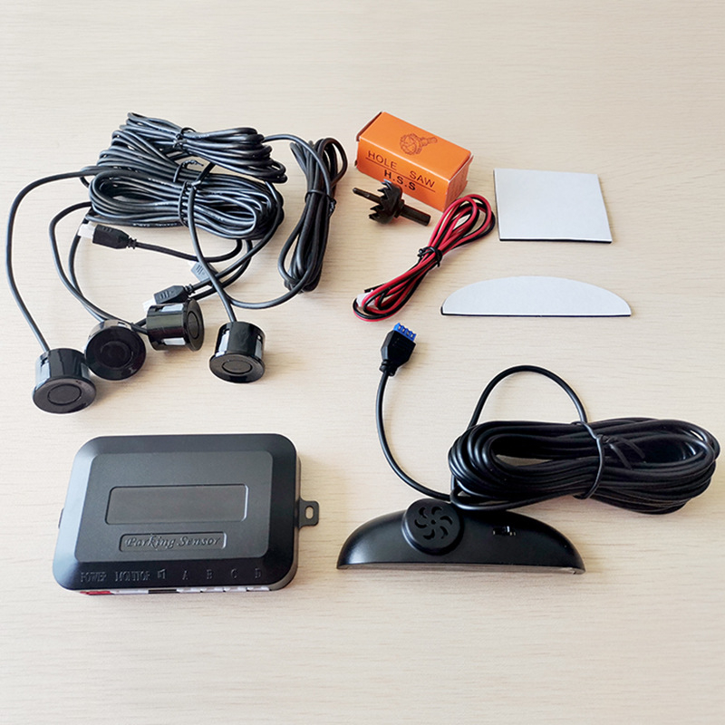 Balss atpakaļgaitas radars ar LED displeju polmesiaca formā, 4 ultraskaņas sensori, 12V