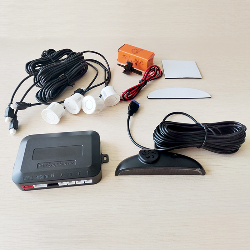 Balss atpakaļgaitas radars ar LED displeju polmesiaca formā, 4 ultraskaņas sensori, 12V