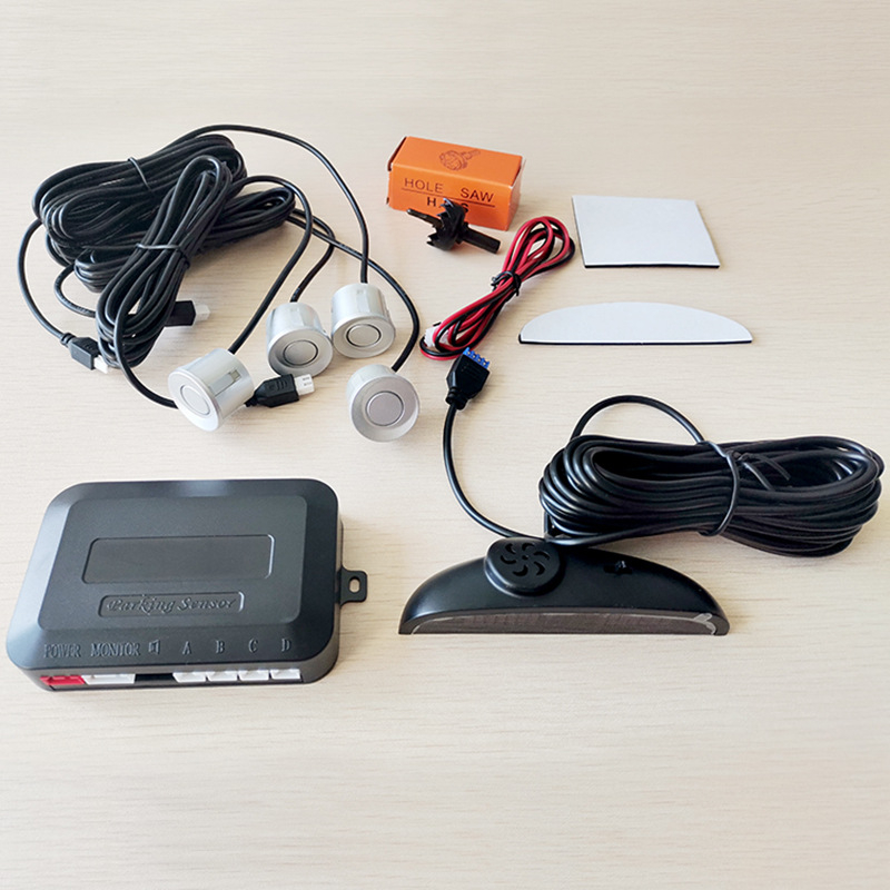 Balss atpakaļgaitas radars ar LED displeju polmesiaca formā, 4 ultraskaņas sensori, 12V