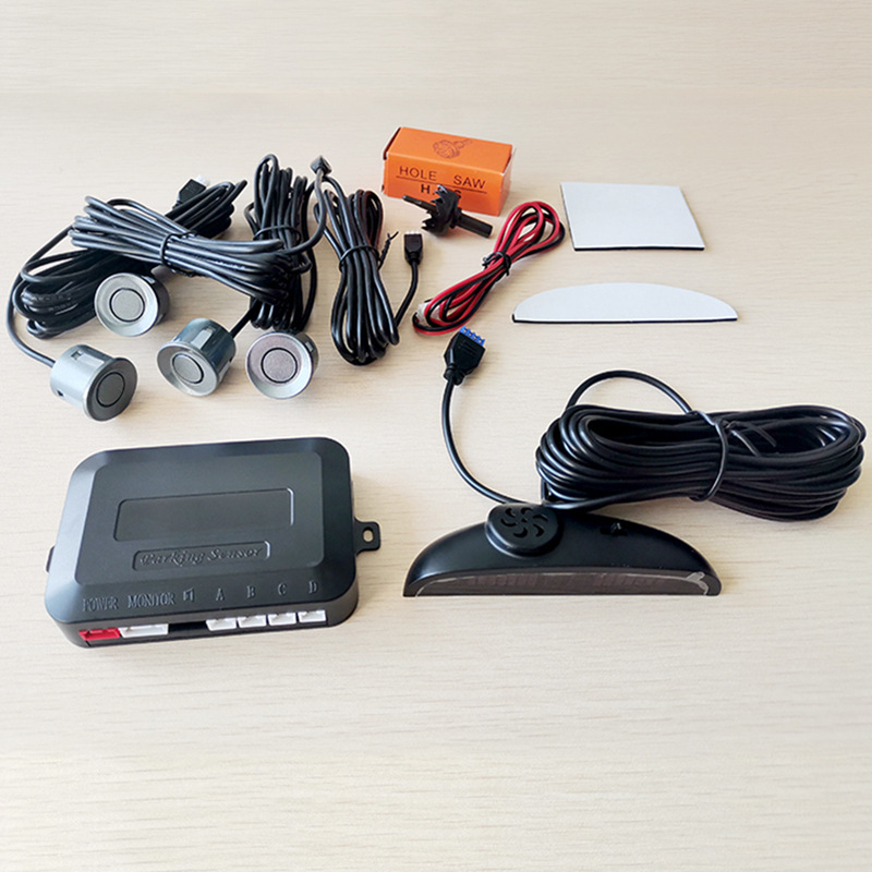 Balss atpakaļgaitas radars ar LED displeju polmesiaca formā, 4 ultraskaņas sensori, 12V