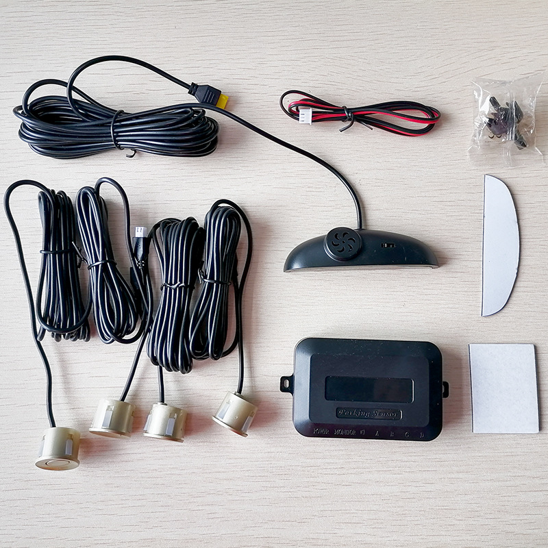 Balss atpakaļgaitas radars ar LED displeju polmesiaca formā, 4 ultraskaņas sensori, 12V