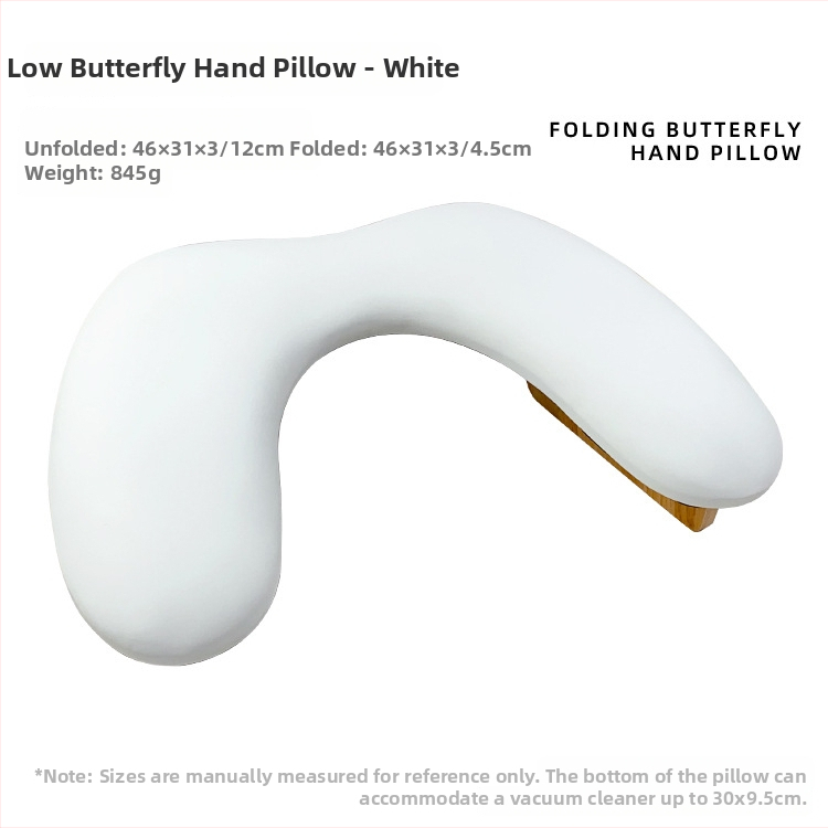 Подложка за ръце за маникюр - дизайн на пеперуда, У-образна наклонена сгъваема форма, мека подложка за облекчаване на умората