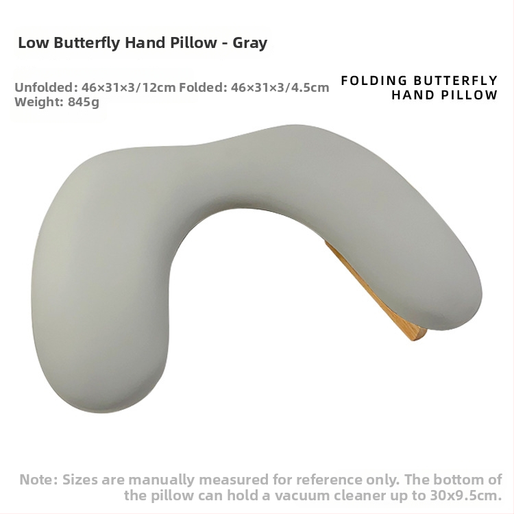 Подложка за ръце за маникюр - дизайн на пеперуда, У-образна наклонена сгъваема форма, мека подложка за облекчаване на умората