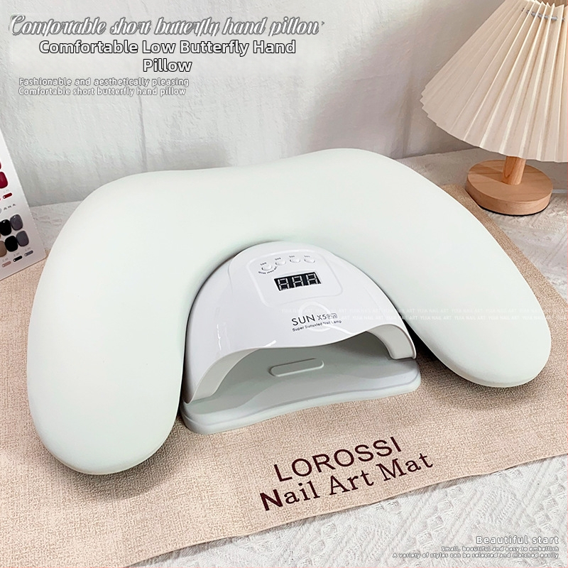 Подложка за ръце за маникюр - дизайн на пеперуда, У-образна наклонена сгъваема форма, мека подложка за облекчаване на умората