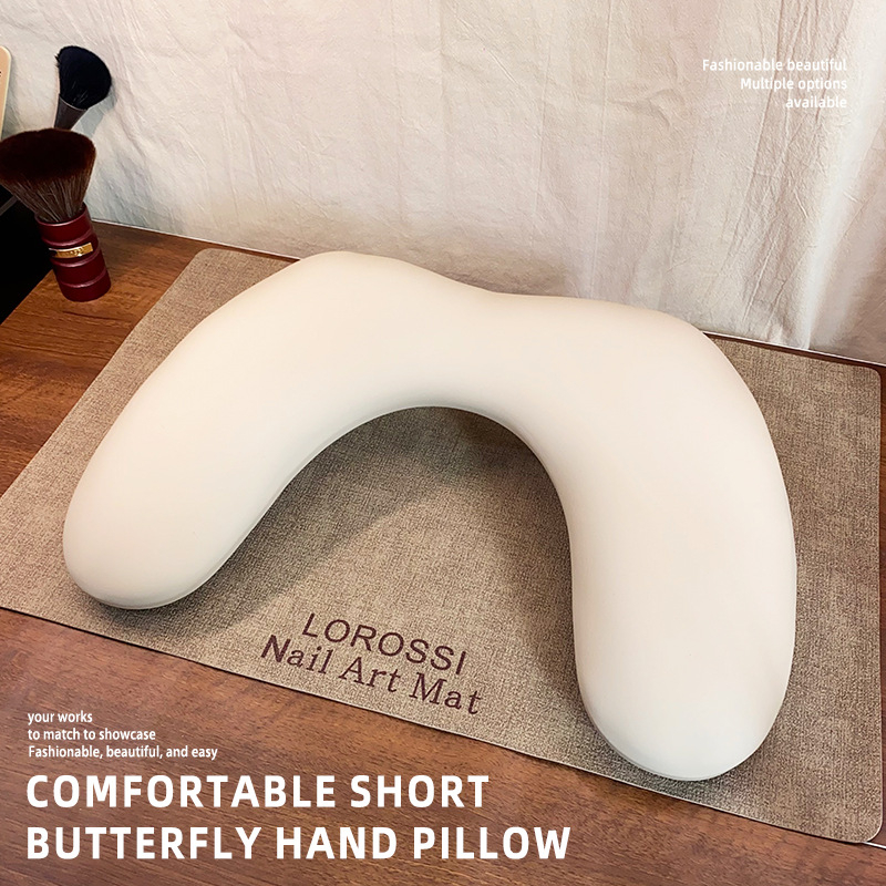 Подложка за ръце за маникюр - дизайн на пеперуда, У-образна наклонена сгъваема форма, мека подложка за облекчаване на умората