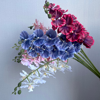 Phalaenopsis svilen cvijet – 3D dojam filmske teksture; Materijal: svila; Proces: injekcijsko oblikovanje, lijevanje; Namjena: vjenčanja, vanjski prostor, rekviziti za fotografije, kućna dekoracija