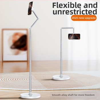 Suport de podea pentru telefon mobil — aliaj, reglare cu mai multe unghiuri, unghi mic pentru filmare de sus, compatibil cu 95% dintre telefoane, ideal pentru streaming live.