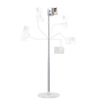 Suport de podea pentru telefon mobil — aliaj, reglare cu mai multe unghiuri, unghi mic pentru filmare de sus, compatibil cu 95% dintre telefoane, ideal pentru streaming live.