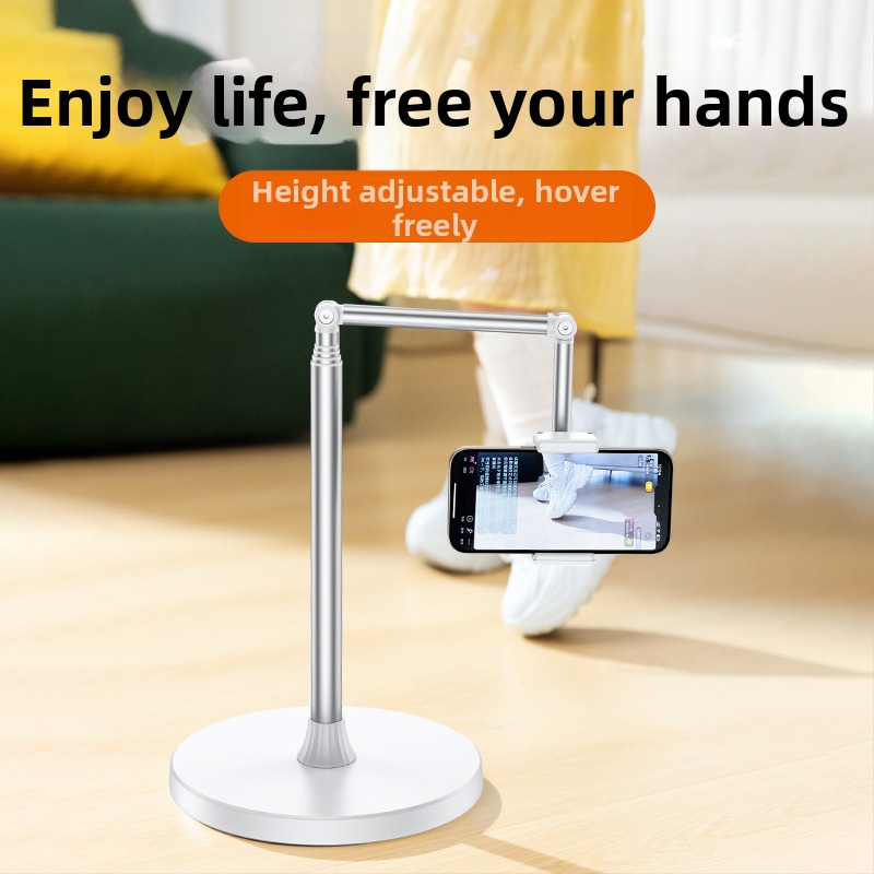 Suport de podea pentru telefon mobil — aliaj, reglare cu mai multe unghiuri, unghi mic pentru filmare de sus, compatibil cu 95% dintre telefoane, ideal pentru streaming live.
