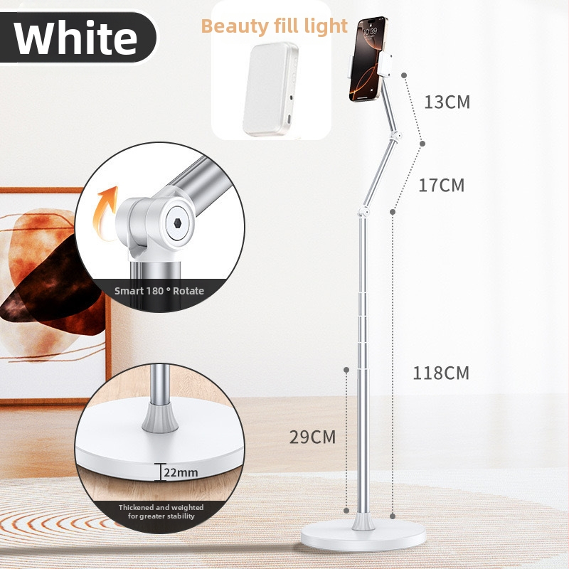 Suport de podea pentru telefon mobil — aliaj, reglare cu mai multe unghiuri, unghi mic pentru filmare de sus, compatibil cu 95% dintre telefoane, ideal pentru streaming live.