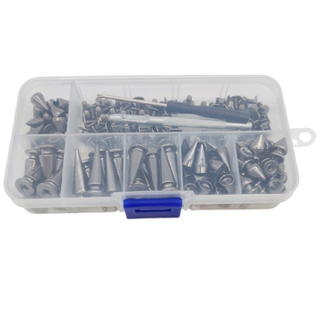 80 seturi de nituri pentru îmbrăcăminte, șuruburi decorative din piele cu formă conică de glonț din aliaj de zinc, nituri punk DIY