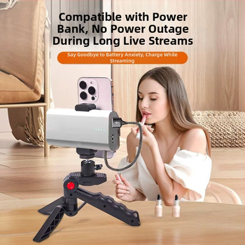 HY-S2 Suport pentru telefon, din plastic, universal; suport dublu pentru telefon, stație teleprompter, pentru birou sau în mână, suport pentru două camere