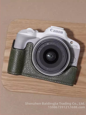 PU kožený obal a základ pre Canon R50/R100, prenosná ramenná taška na fotoaparát, retro polovičný set, odolný voči opotrebeniu a nárazom