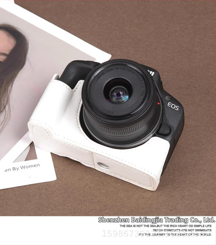PU kožený obal a základ pre Canon R50/R100, prenosná ramenná taška na fotoaparát, retro polovičný set, odolný voči opotrebeniu a nárazom