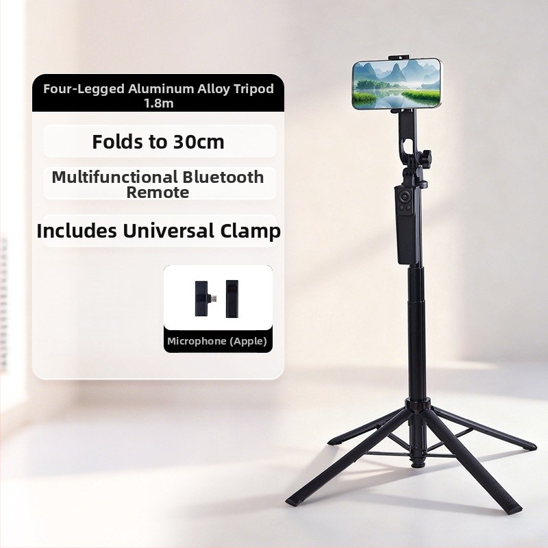 Všetko-v-jednom Lavalier mikrofón a stojan na telefón s 360° otáčaním, zliatina