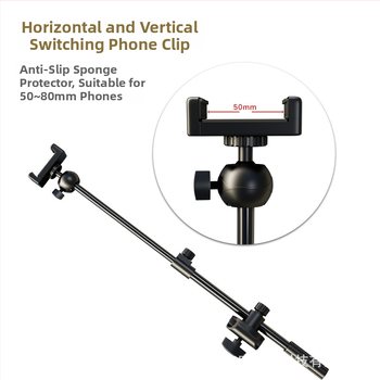LIKER S-700 Kovový teleskopický stojan na hornú časť s predĺženým ramenom pre telefón a mikrofón