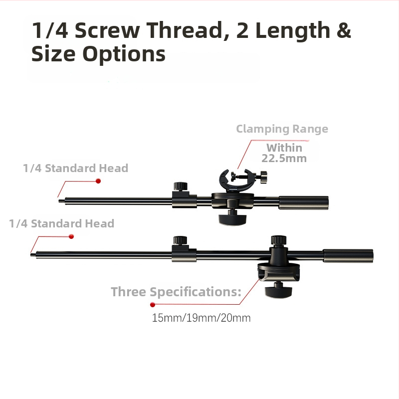 LIKER S-700 Kovový teleskopický stojan na hornú časť s predĺženým ramenom pre telefón a mikrofón