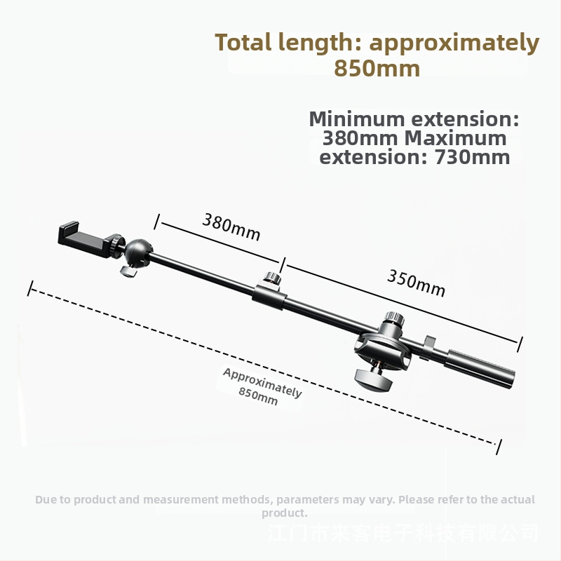 LIKER S-700 Kovový teleskopický stojan na hornú časť s predĺženým ramenom pre telefón a mikrofón