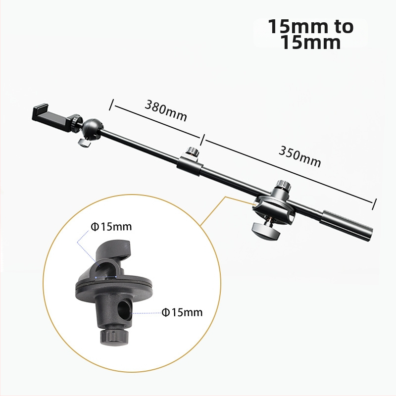 LIKER S-700 Kovový teleskopický stojan na hornú časť s predĺženým ramenom pre telefón a mikrofón