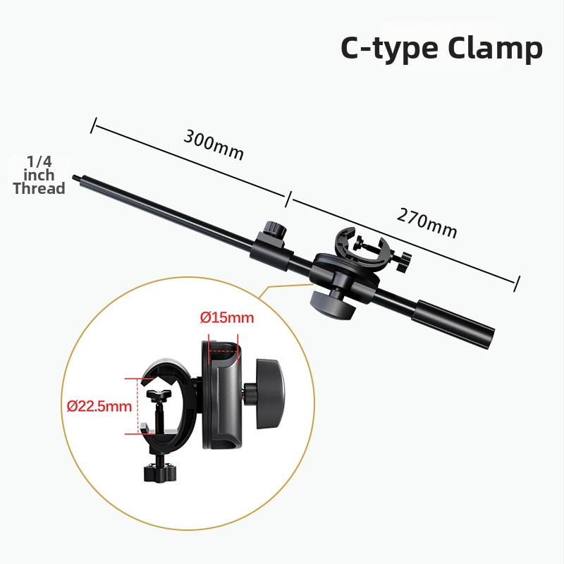 LIKER S-700 Kovový teleskopický stojan na hornú časť s predĺženým ramenom pre telefón a mikrofón