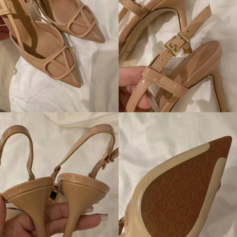 Vienu dirželiu sandalai, smailus pirštas, odinis viršus, gumos padas, sagtis, Pavasaris 2025