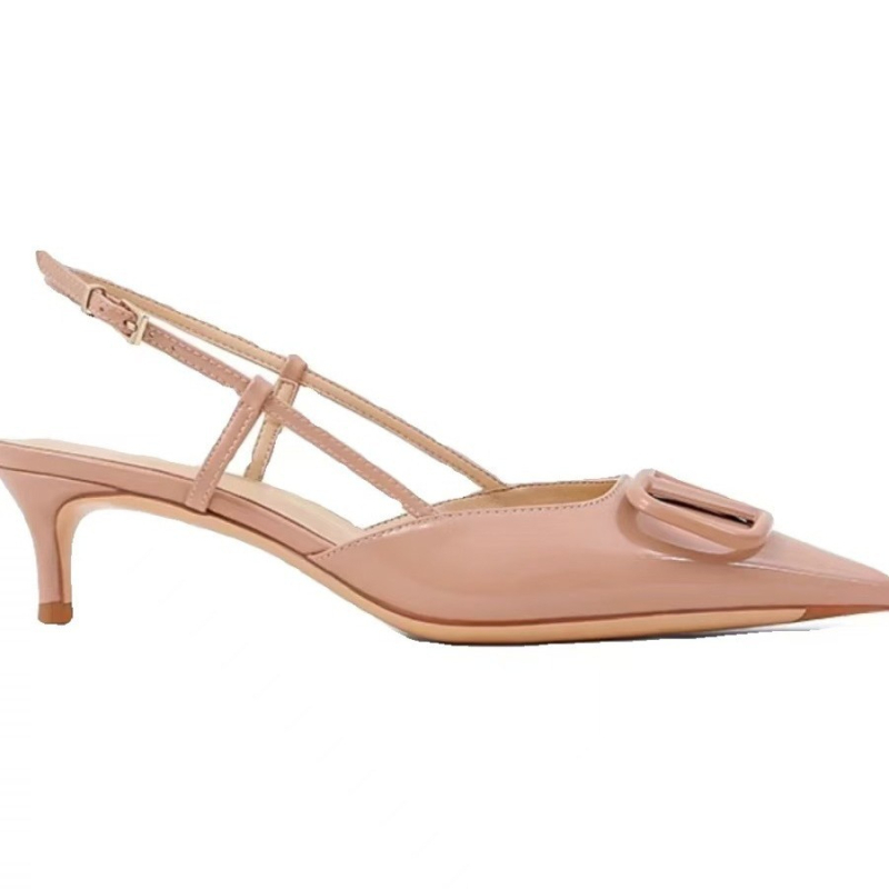 Vienu dirželiu sandalai, smailus pirštas, odinis viršus, gumos padas, sagtis, Pavasaris 2025