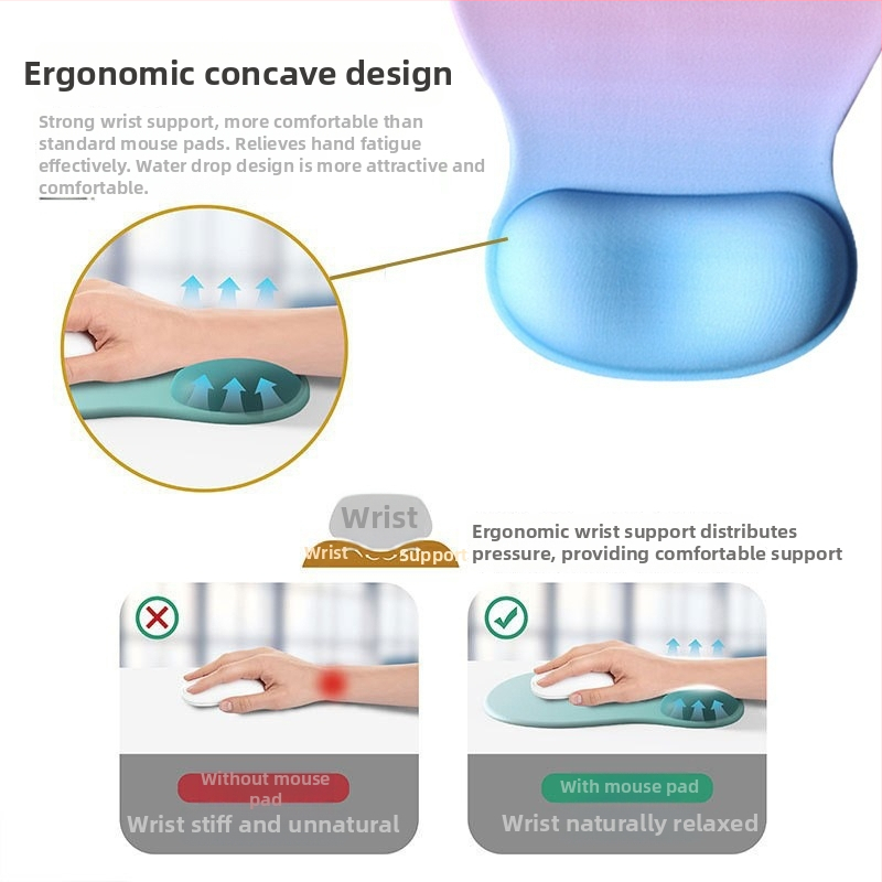 Подложка за китката на мишката — силиконов плат, едностранна, подпора за китката, инжекционно формована