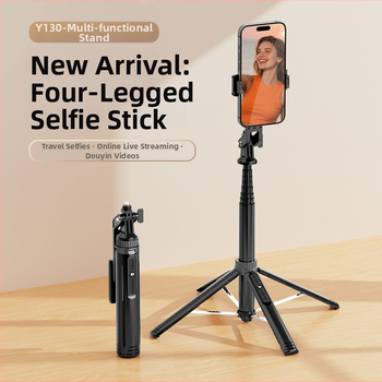 Bluetooth selfie tyč s podstavným teleskopickým statívom, hliníková zliatina + ABS, diaľkové ovládanie, držiak na kameru