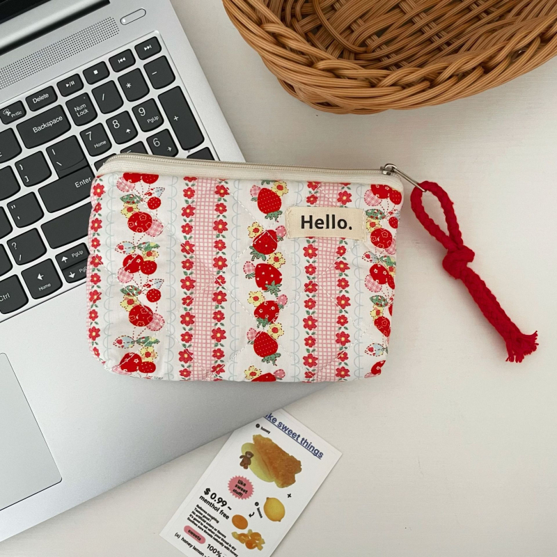 Quiltelt pamutból készült pénztárca, állatmintás, gyerekes rajzfilm-stílus, uniszex, nylon bélés