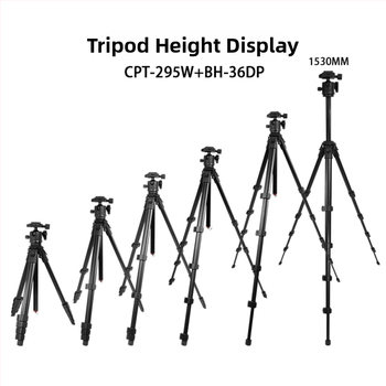 Tripod pentru cameră din aliaj de aluminiu, capacitate 3-5 kg, diametrul țevii 29,5 mm, design cu 5 secțiuni, greutate 1,2 kg (Aliaj de aluminiu; 3-5 kg capacitate; diametrul țevii 29,5 mm; 5 secțiuni; 1,2 kg)