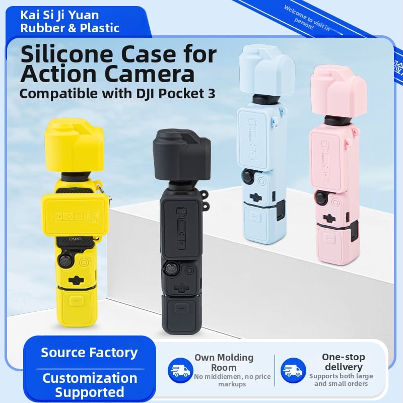Carcasă din silicon pentru DJI Pocket 3 pentru cameră de acțiune; Material: silicon; Model: Action camera silicone case 2; Logo personalizabil