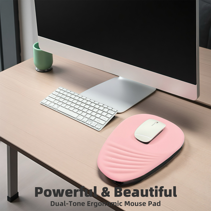 Подложка за мишка с подпора за китка, пяна с бавно възстановяване + PU, ергономична, антиплъзгаща, триизмерен наклон