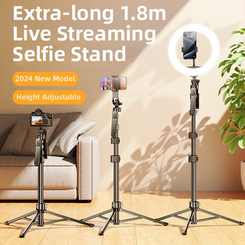 Stabilizator pentru telefon cu gimbal pe patru axe, trepied, aliaj de aluminiu + PC, telecomandă Bluetooth, iluminare încorporată