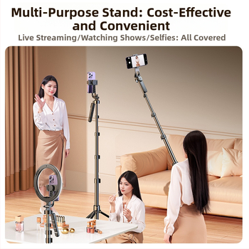 Stabilizator pentru telefon cu gimbal pe patru axe, trepied, aliaj de aluminiu + PC, telecomandă Bluetooth, iluminare încorporată