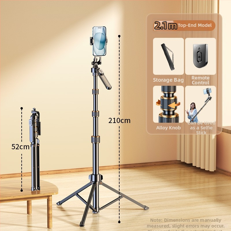 Stabilizator pentru telefon cu gimbal pe patru axe, trepied, aliaj de aluminiu + PC, telecomandă Bluetooth, iluminare încorporată