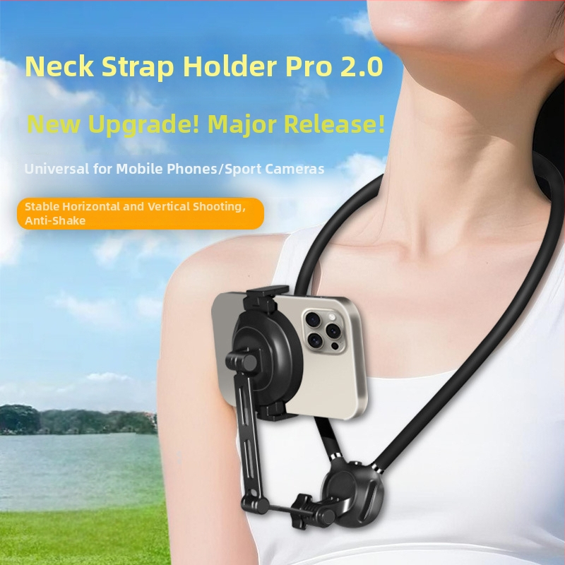 Magnetický nákrčný držiak pre telefón s pohľadom z prvej osoby — pevný držiak pre GoPro a DJI akčné kamery | Materiály: silikón, PC a hliníková zliatina | Možnosť loga