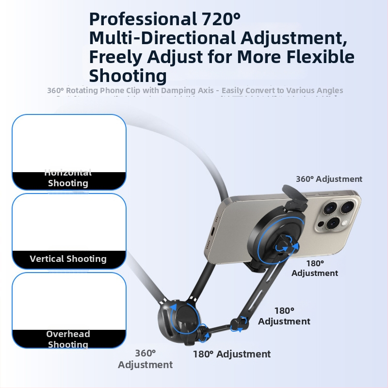 Magnetický nákrčný držiak pre telefón s pohľadom z prvej osoby — pevný držiak pre GoPro a DJI akčné kamery | Materiály: silikón, PC a hliníková zliatina | Možnosť loga