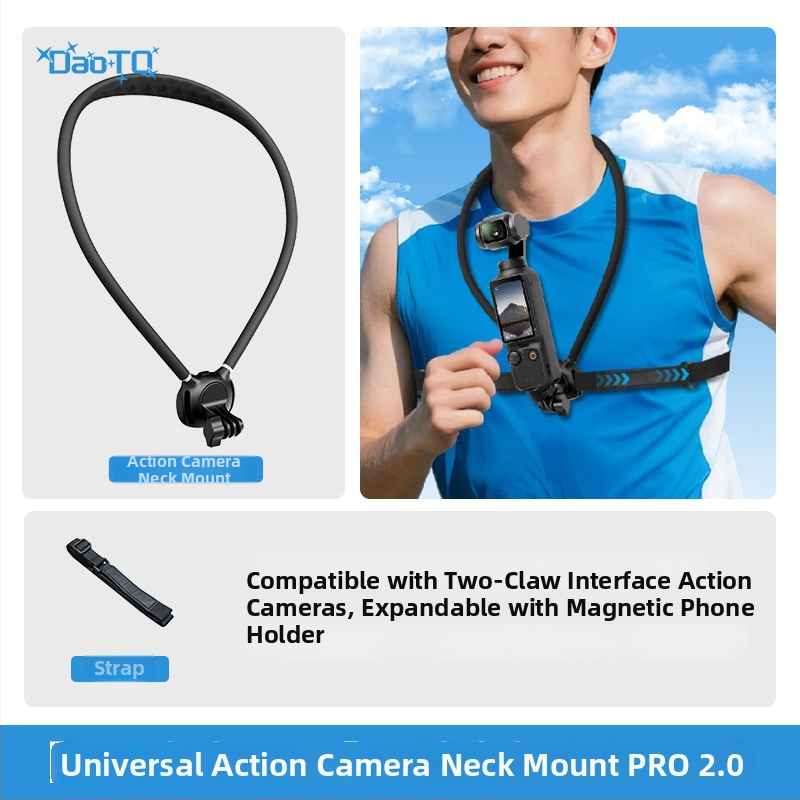 Magnetický nákrčný držiak pre telefón s pohľadom z prvej osoby — pevný držiak pre GoPro a DJI akčné kamery | Materiály: silikón, PC a hliníková zliatina | Možnosť loga