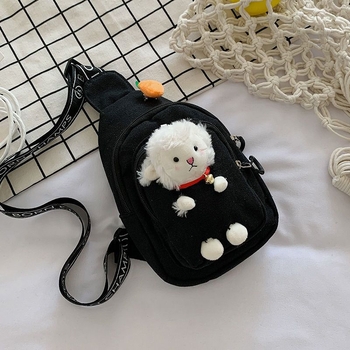 Geantă crossbody din pânză, căptușeală din pânză, închidere cu fermoar, stil mic pătrat, Primăvara 2018