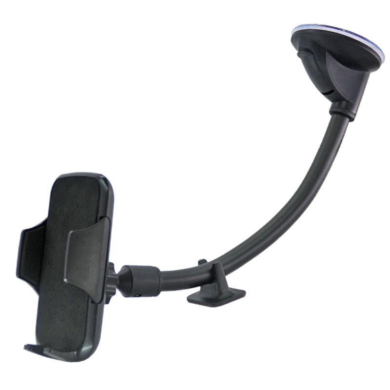 Autós tartó szélvédőre tapadó – univerzális illeszkedés mobiltelefonok és GPS készülékekhez; alkalmas autó üvegéhez vagy légcsatornához; anyagok: ABS, PU, EVA.