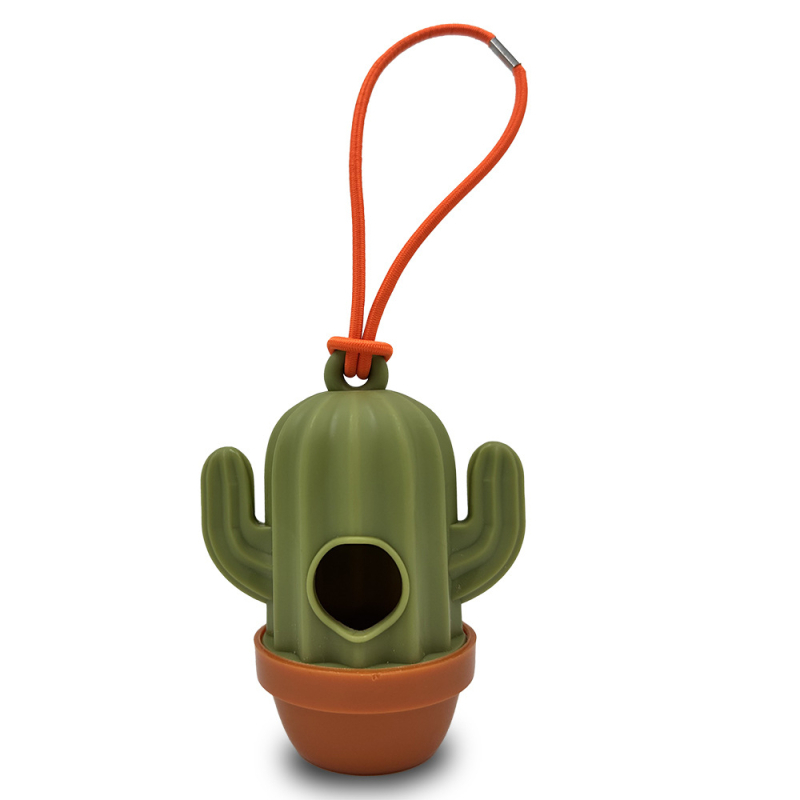 Kit portabil pentru colectarea dejecțiilor animalelor de companie în exterior: pungă de deșeuri și lopățică, design cactus/succulent, din plastic